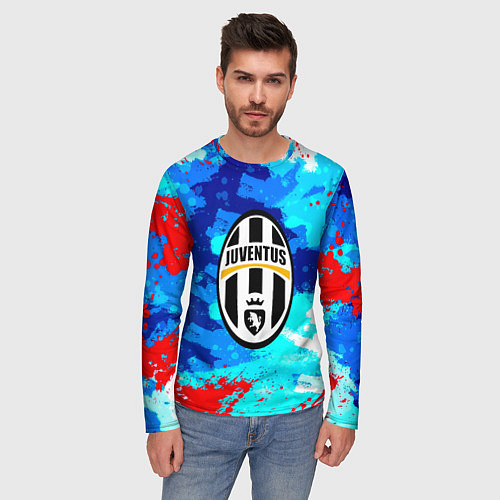 Мужской лонгслив Ювентус абстрактные краски / 3D-принт – фото 3