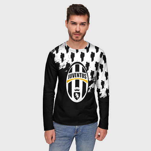 Мужской лонгслив Juventus logo краски / 3D-принт – фото 3