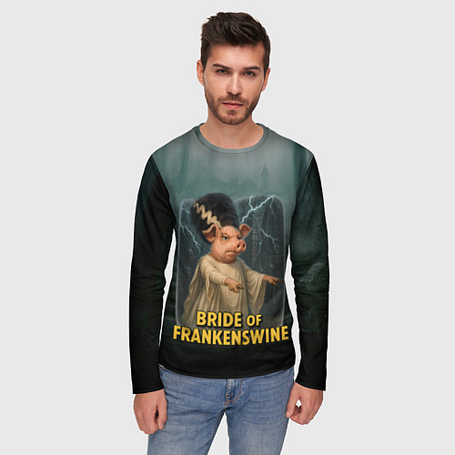 Мужской лонгслив Франкенштейн свинья невеста / 3D-принт – фото 3
