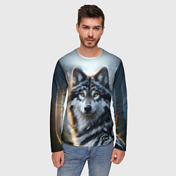 Лонгслив мужской Морда волка - Россия, цвет: 3D-принт — фото 2