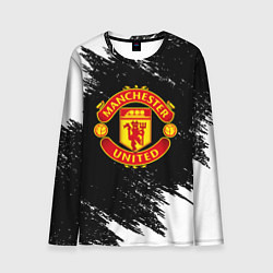 Лонгслив мужской Манчестер Юнайтед белые краски, цвет: 3D-принт