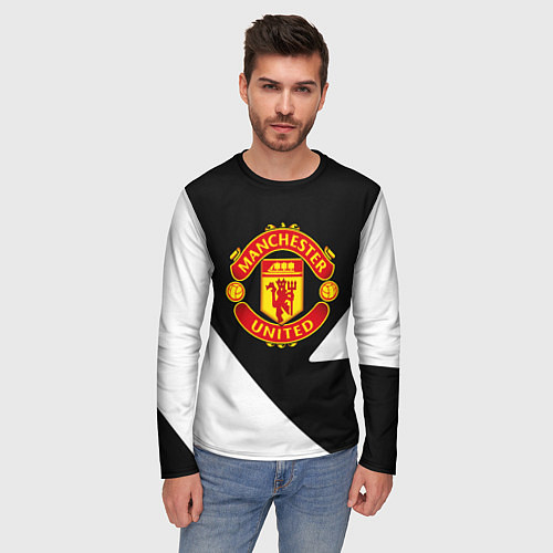 Мужской лонгслив Манчестер Юнайтед полосы / 3D-принт – фото 3