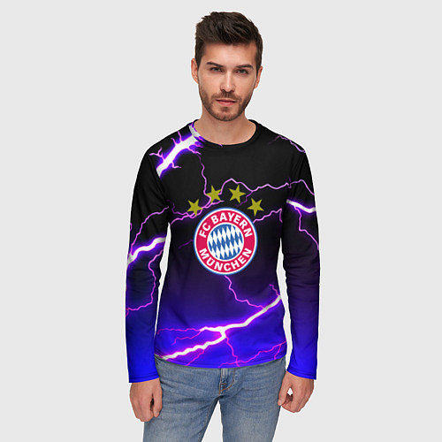 Мужской лонгслив Bayern Mnchen молнии шторм / 3D-принт – фото 3