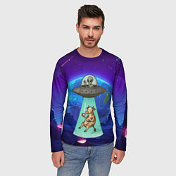 Лонгслив мужской Инопланетяне похищают корову, цвет: 3D-принт — фото 2