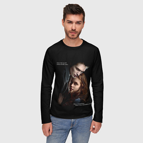 Мужской лонгслив Белла и Эдвард: lion fell in love with the lamb me / 3D-принт – фото 3