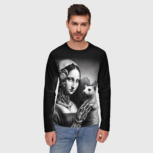 Мужской лонгслив Cecilia Gallerani - the lady with the ermine cyber / 3D-принт – фото 3