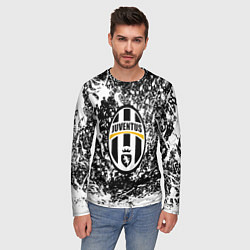 Лонгслив мужской Ювентус белые краски всплеск текстура, цвет: 3D-принт — фото 2