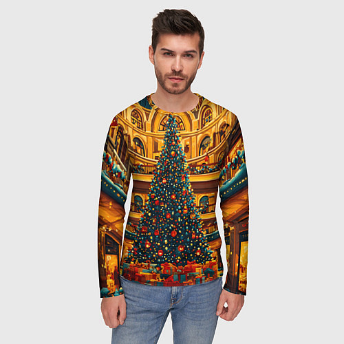 Мужской лонгслив Московская новогодняя елка / 3D-принт – фото 3