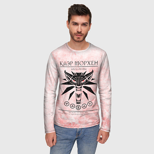 Мужской лонгслив Каэр Морхен - школа волка / 3D-принт – фото 3