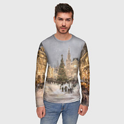Лонгслив мужской Новогодние гуляния в Москве, цвет: 3D-принт — фото 2