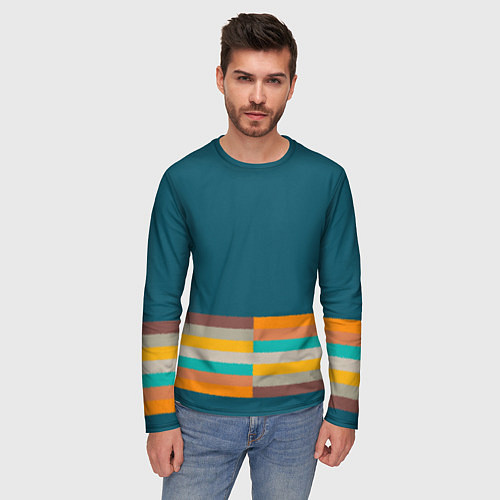 Мужской лонгслив Индиго и шумовой градиент заката с текстурой / 3D-принт – фото 3