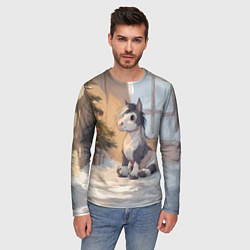 Лонгслив мужской Лошадка у елки, цвет: 3D-принт — фото 2