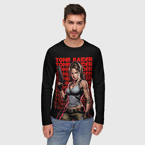 Мужской лонгслив Лара с пушками в руках / 3D-принт – фото 3