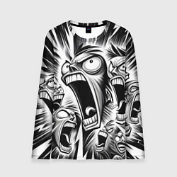 Мужской лонгслив Орущие рожицы и чёрные молнии - нейроарт