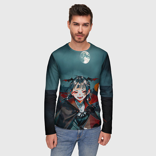 Мужской лонгслив Вампирша МаоМао - Монолог Фармацевта аниме Хэллоуи / 3D-принт – фото 3