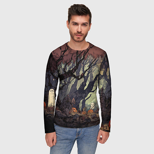 Мужской лонгслив Призрачный лес / 3D-принт – фото 3