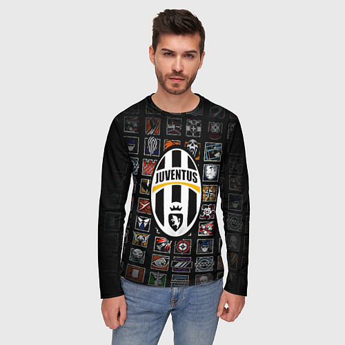 Мужской лонгслив Juventus ачивки паттерн / 3D-принт – фото 3