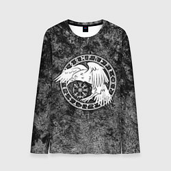 Лонгслив мужской Ворон в круге рун и компас вегвизир, цвет: 3D-принт