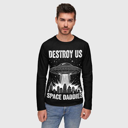 Мужской лонгслив Нападение нло / 3D-принт – фото 3