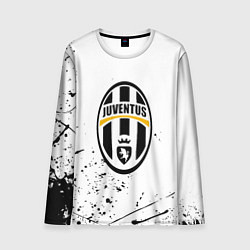 Лонгслив мужской Ювентус черные краски всплеск, цвет: 3D-принт