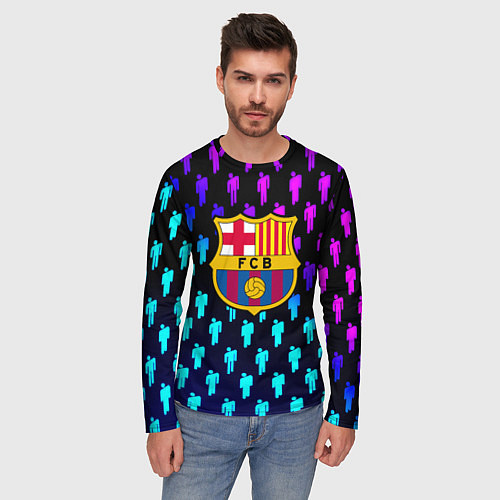 Мужской лонгслив Barcelona люди градиент неон / 3D-принт – фото 3