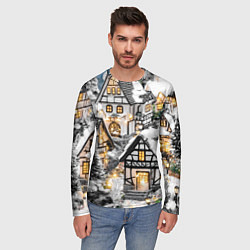 Лонгслив мужской Объемные новогодние дома, цвет: 3D-принт — фото 2