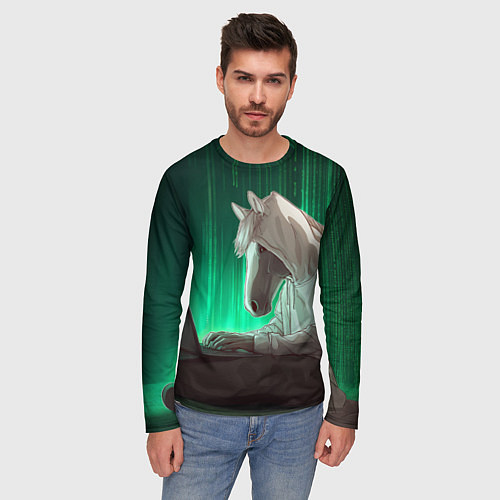 Мужской лонгслив Хакер лошадь / 3D-принт – фото 3