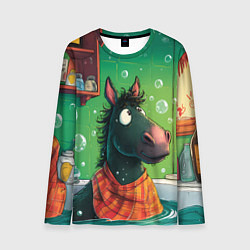 Лонгслив мужской Лошадь моется в ванной, цвет: 3D-принт