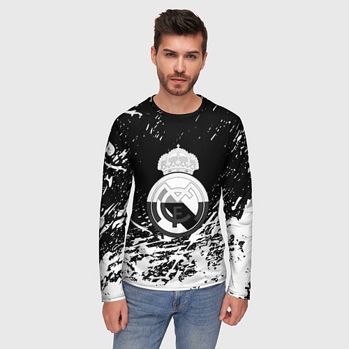 Мужской лонгслив Реал Мадрид краски текстура / 3D-принт – фото 3