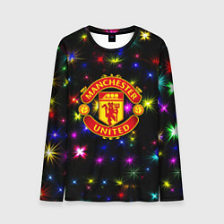 Лонгслив мужской Манчестер Юнайтед праздничные огни, цвет: 3D-принт