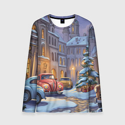 Лонгслив мужской Новогодний снежный двор, цвет: 3D-принт