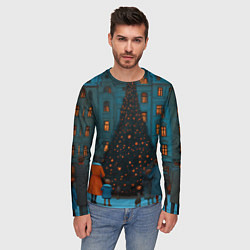 Лонгслив мужской Люди встречают новый год во дворе, цвет: 3D-принт — фото 2