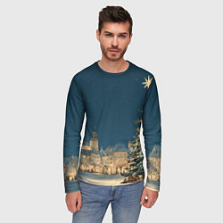 Лонгслив мужской Новогодняя атмосфера в городе, цвет: 3D-принт — фото 2