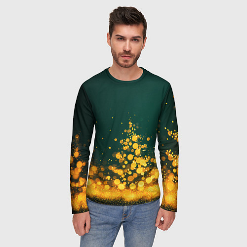 Мужской лонгслив Новогодние елочки из боке / 3D-принт – фото 3