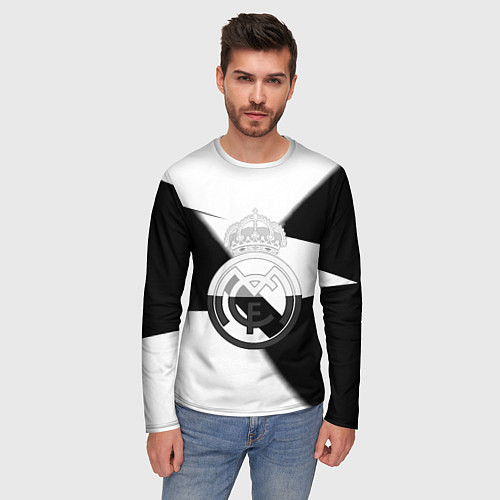 Мужской лонгслив Реал Мадрид геометрия полосы / 3D-принт – фото 3