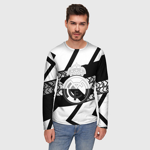 Мужской лонгслив Реал Мадрид краски полосы / 3D-принт – фото 3