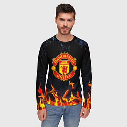 Лонгслив мужской Манчестер Юнайтед лёд и огонь, цвет: 3D-принт — фото 2