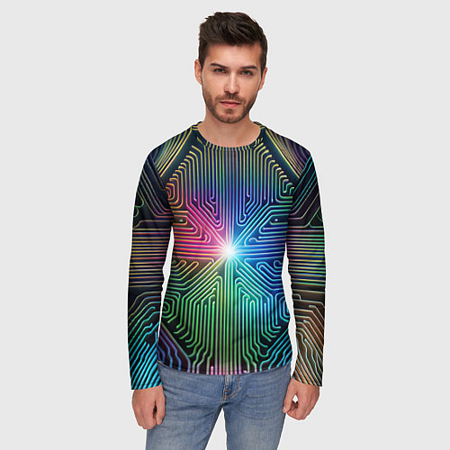 Мужской лонгслив Линейная графика / 3D-принт – фото 3