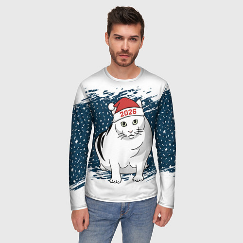 Мужской лонгслив Кот Бендер - 2026 / 3D-принт – фото 3