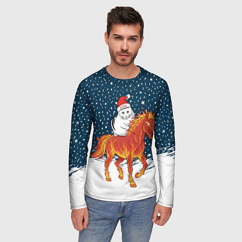 Мужской лонгслив Кот Бендер и огненный конь - 2026 / 3D-принт – фото 3