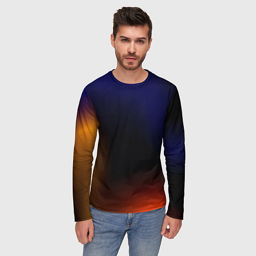 Мужской лонгслив Color black red blue / 3D-принт – фото 3