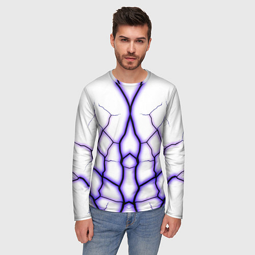Мужской лонгслив Color white purple / 3D-принт – фото 3