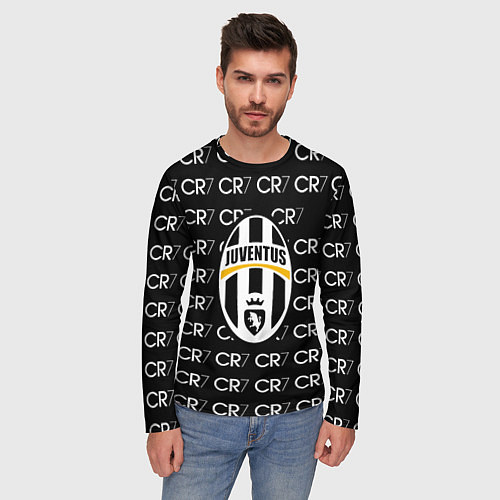 Мужской лонгслив Juventus sport pattern / 3D-принт – фото 3