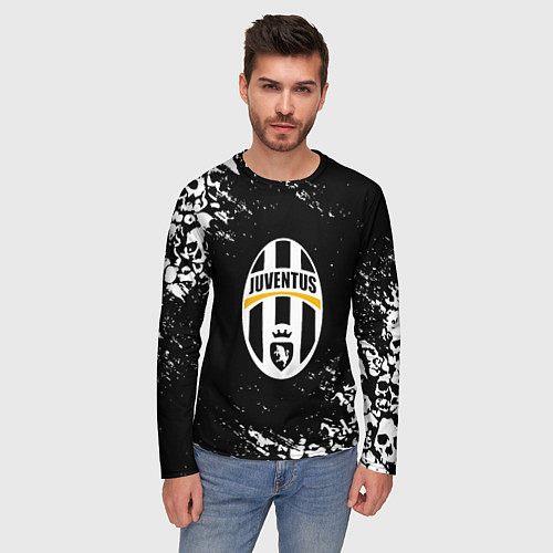 Мужской лонгслив Ювентус черепа краски / 3D-принт – фото 3