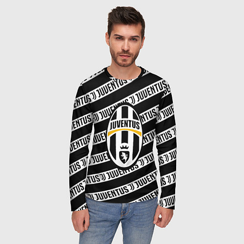 Мужской лонгслив Ювентус полосы линии спорт / 3D-принт – фото 3