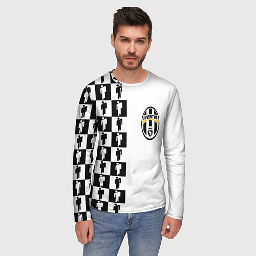 Мужской лонгслив Ювентус паттерн люди / 3D-принт – фото 3