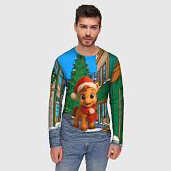 Лонгслив мужской Новогодняя лошадка и елка, цвет: 3D-принт — фото 2