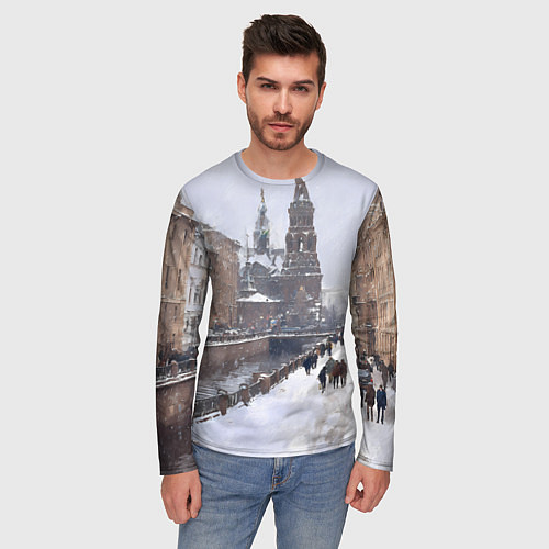 Мужской лонгслив Санкт-Петербург зима / 3D-принт – фото 3