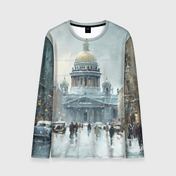 Лонгслив мужской Санкт-Петербург зимний пейзаж, цвет: 3D-принт