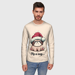 Лонгслив мужской Уставший песик - ну и год, цвет: 3D-принт — фото 2
